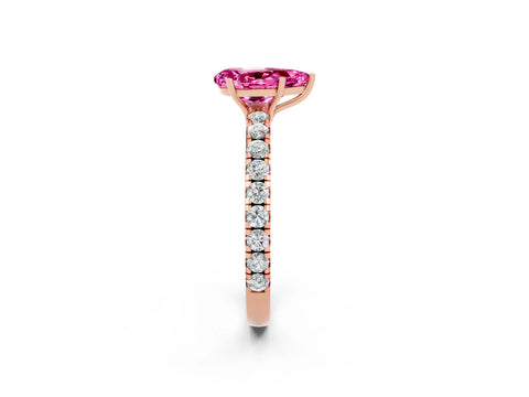 Rose gold Pear Cut Pink Sapphire Pavé Solitaire Engagement Ring with Four-Prong Setting_14