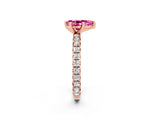Rose gold Pear Cut Pink Sapphire Pavé Solitaire Ring with Round Band and Prong Setting_14