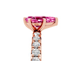 Rose gold Pear Cut Pink Sapphire Pavé Solitaire Ring with Round Band and Prong Setting_17