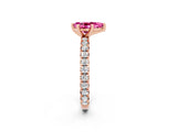 Rose gold Pear Cut Pink Sapphire Pavé Solitaire Ring with Round Band and Prong Setting_26