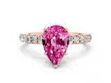 Rose gold Pear Cut Pink Sapphire Pave Band Solitaire Ring with Four-Prong Setting_60