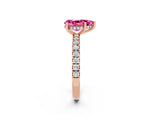 Rose gold Pear Cut Pink Sapphire Pave Band Solitaire Ring with Four-Prong Setting_62