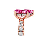 Rose gold Pear Cut Pink Sapphire Pave Band Solitaire Ring with Four-Prong Setting_65