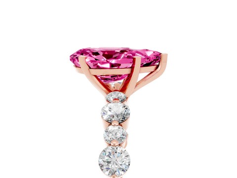 Rose gold Pear Cut Pink Sapphire Prong Set Engagement Ring with Pavé Band_17