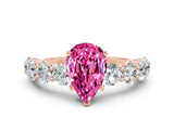 Rose gold Pear Cut Pink Sapphire Prong Setting with Side Stones on a Pave Band_24