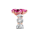 Rose gold Pear Cut Pink Sapphire Prong Setting with Side Stones on a Pave Band_29