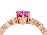 Rose gold Pear Cut Pink Sapphire Scattered Round Accent Ring with Prong Setting_16