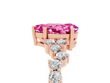 Rose gold Pear Cut Pink Sapphire Scattered Round Accent Ring with Prong Setting_17