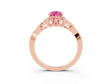 Rose gold Pear Cut Pink Sapphire Solitaire Celtic Knot Ring with Four-Prong Setting_39
