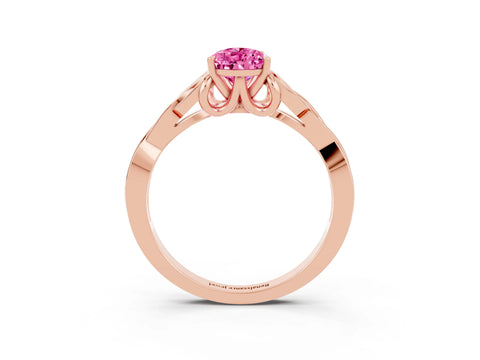 Rose gold Pear Cut Pink Sapphire Solitaire Celtic Knot Ring with Four-Prong Setting_39