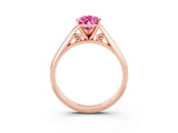 Rose gold Pear Cut Pink Sapphire Solitaire Engagement Ring with Cathedral Setting and Four-Prong Mount_21