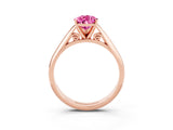 Rose gold Pear Cut Pink Sapphire Solitaire Engagement Ring with Cathedral Setting and Four-Prong Mount_27