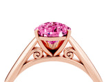 Rose gold Pear Cut Pink Sapphire Solitaire Engagement Ring with Cathedral Setting and Four-Prong Mount_28