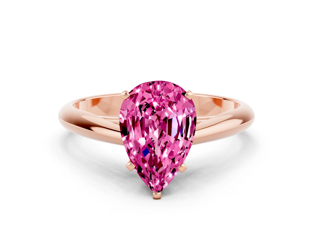 Rose gold Pear Cut Pink Sapphire Solitaire Engagement Ring with Cathedral Setting and Four-Prong Mount_72