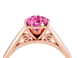 Rose gold Pear Cut Pink Sapphire Solitaire Engagement Ring with Cathedral Setting and Four-Prong Mount_76