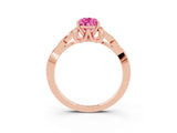 Rose gold Pear Cut Pink Sapphire Solitaire Engagement Ring with Celtic Knot Band and Four-Prong Setting_27
