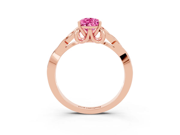 Rose gold Pear Cut Pink Sapphire Solitaire Engagement Ring with Celtic Knot Band and Four-Prong Setting