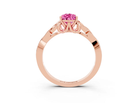 Rose gold Pear Cut Pink Sapphire Solitaire Engagement Ring with Celtic Knot Band and Four-Prong Setting_27