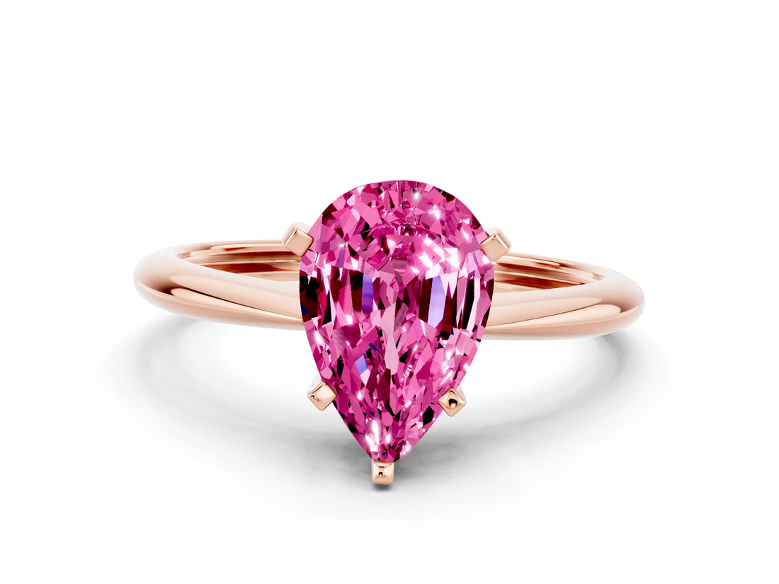 Rose gold Pear Cut Pink Sapphire Solitaire Engagement Ring with Classic Band and Four-Prong Setting_24