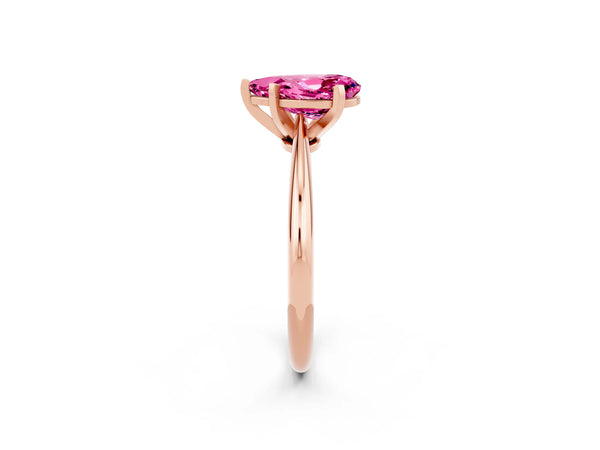 Rose gold Pear Cut Pink Sapphire Solitaire Engagement Ring with Classic Band and Four-Prong Setting