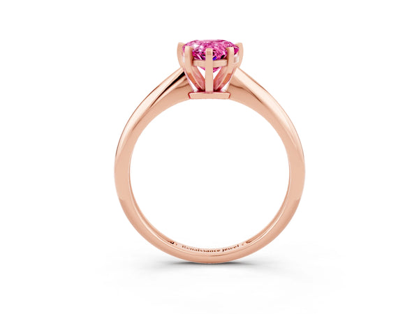 Rose gold Pear Cut Pink Sapphire Solitaire Engagement Ring with Classic Band and Four-Prong Setting