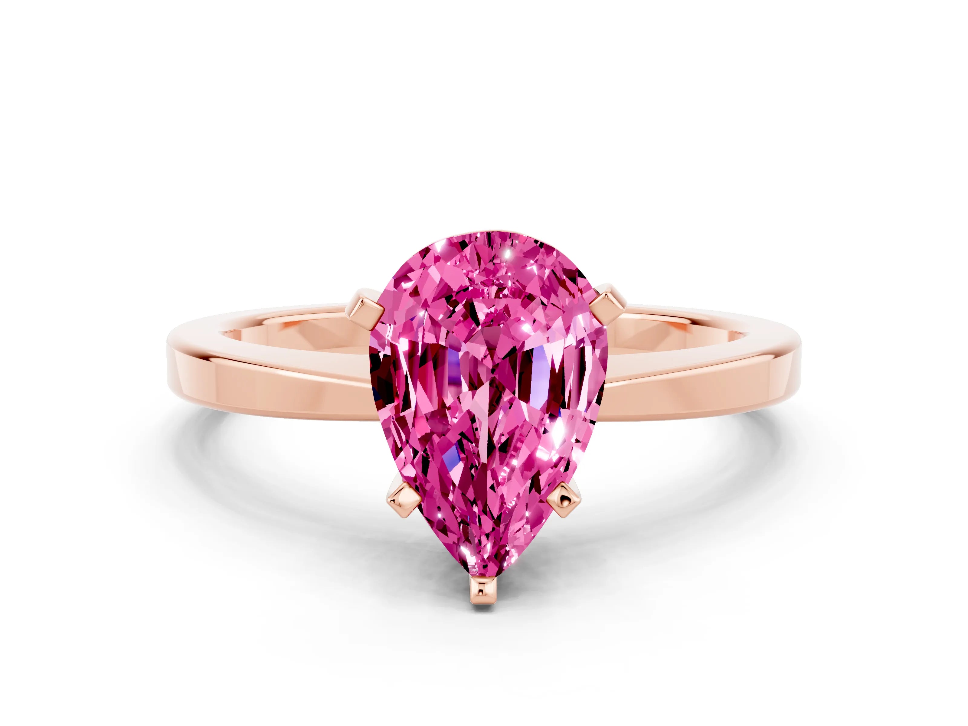Rose gold Pear Cut Pink Sapphire Solitaire Engagement Ring with Classic Band and Four-Prong Setting_60