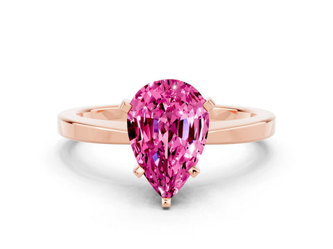 Rose gold Pear Cut Pink Sapphire Solitaire Engagement Ring with Classic Band and Four-Prong Setting_60