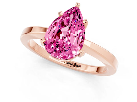 Rose gold Pear Cut Pink Sapphire Solitaire Engagement Ring with Classic Band and Four-Prong Setting_61