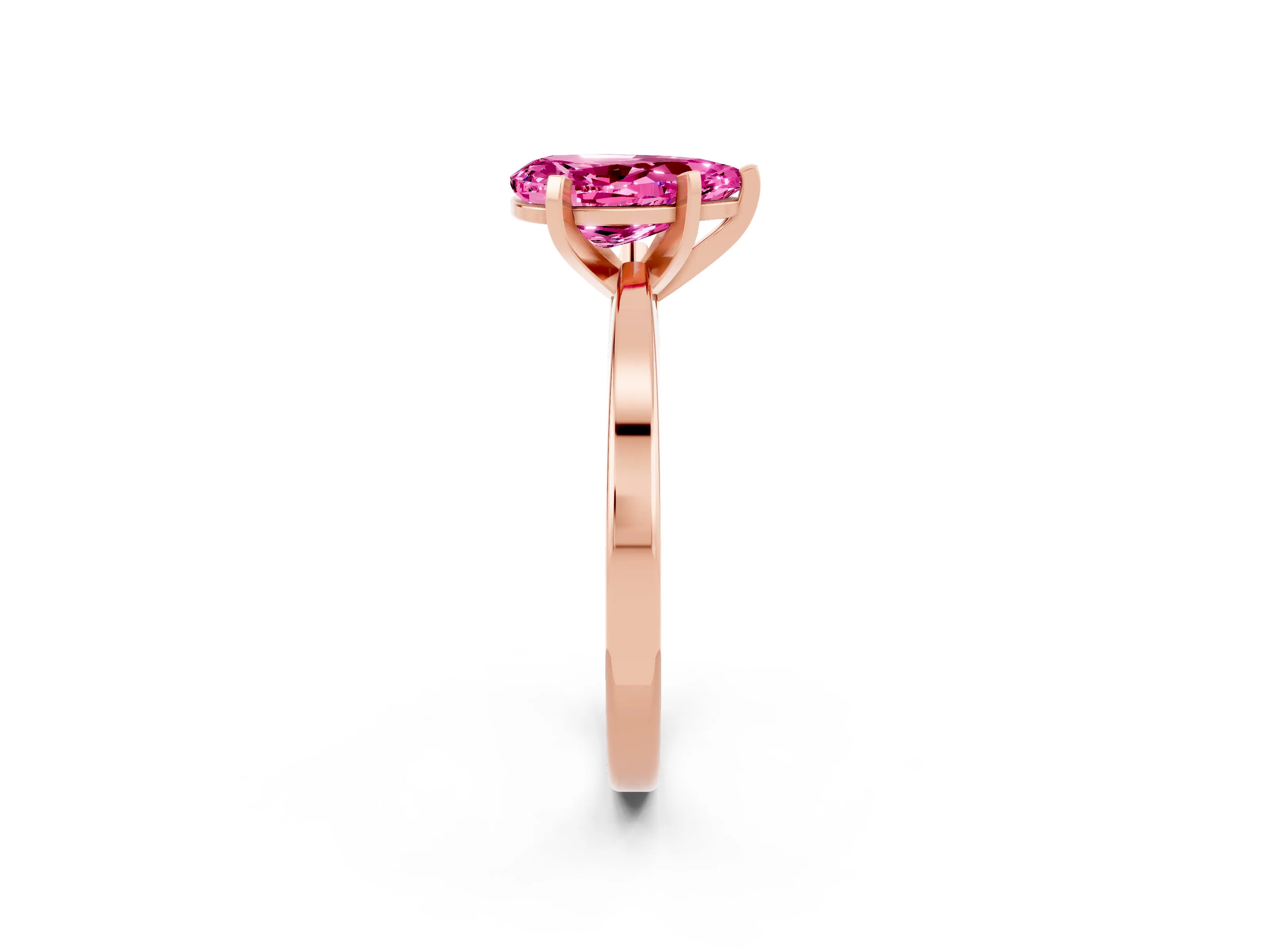 Rose gold Pear Cut Pink Sapphire Solitaire Engagement Ring with Classic Band and Four-Prong Setting_62