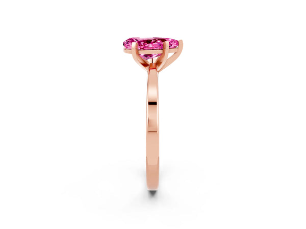 Rose gold Pear Cut Pink Sapphire Solitaire Engagement Ring with Classic Band and Four-Prong Setting
