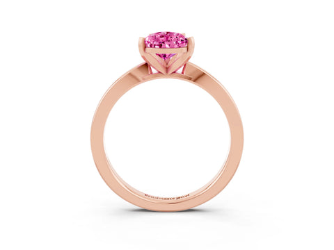 Rose gold Pear Cut Pink Sapphire Solitaire Engagement Ring with Classic Band and Four-Prong Setting_63