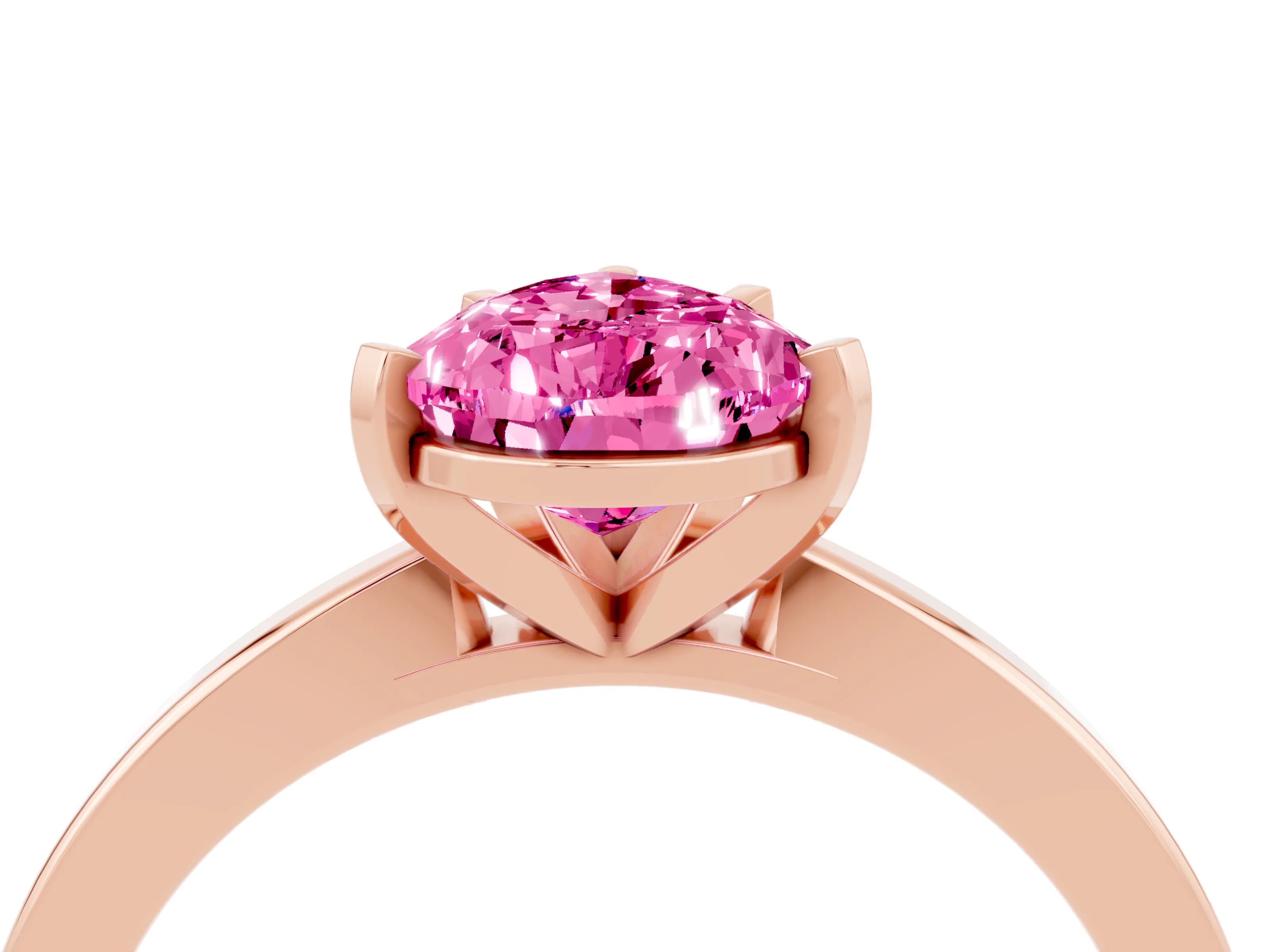 Rose gold Pear Cut Pink Sapphire Solitaire Engagement Ring with Classic Band and Four-Prong Setting_64