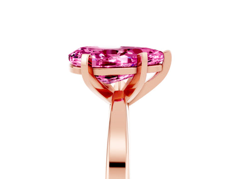 Rose gold Pear Cut Pink Sapphire Solitaire Engagement Ring with Classic Band and Four-Prong Setting_65