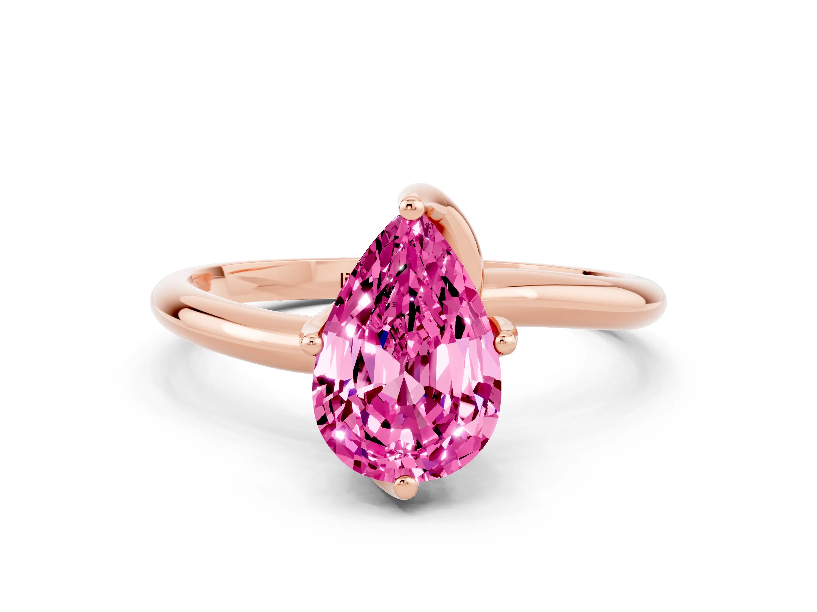 Rose gold Pear Cut Pink Sapphire Solitaire Engagement Ring with Four-Prong Setting and Classic Band_12