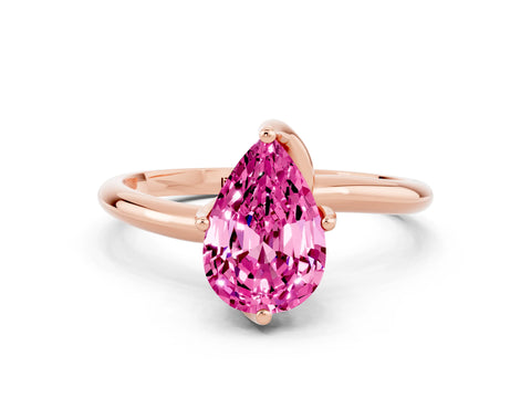 Rose gold Pear Cut Pink Sapphire Solitaire Engagement Ring with Four-Prong Setting and Classic Band_12