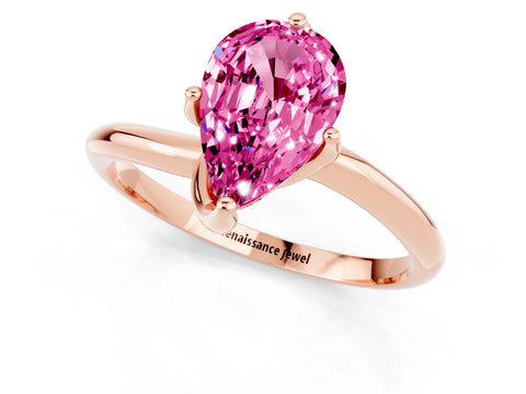 Rose gold Pear Cut Pink Sapphire Solitaire Engagement Ring with Four-Prong Setting and Classic Band_13