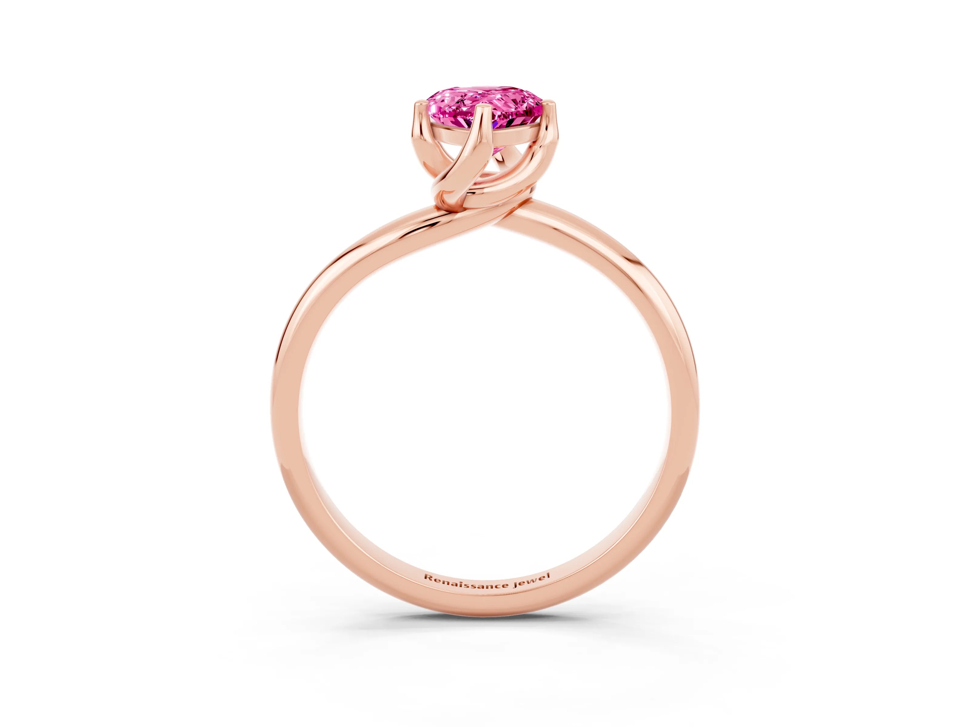Rose gold Pear Cut Pink Sapphire Solitaire Engagement Ring with Four-Prong Setting and Classic Band_15