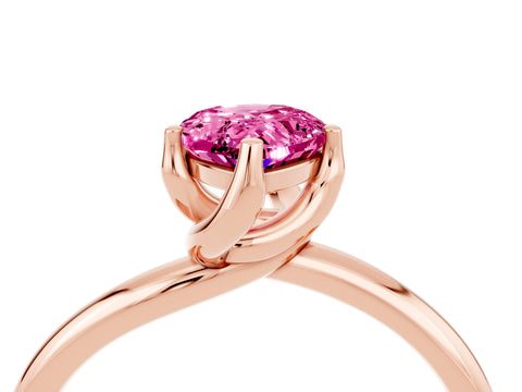 Rose gold Pear Cut Pink Sapphire Solitaire Engagement Ring with Four-Prong Setting and Classic Band_16