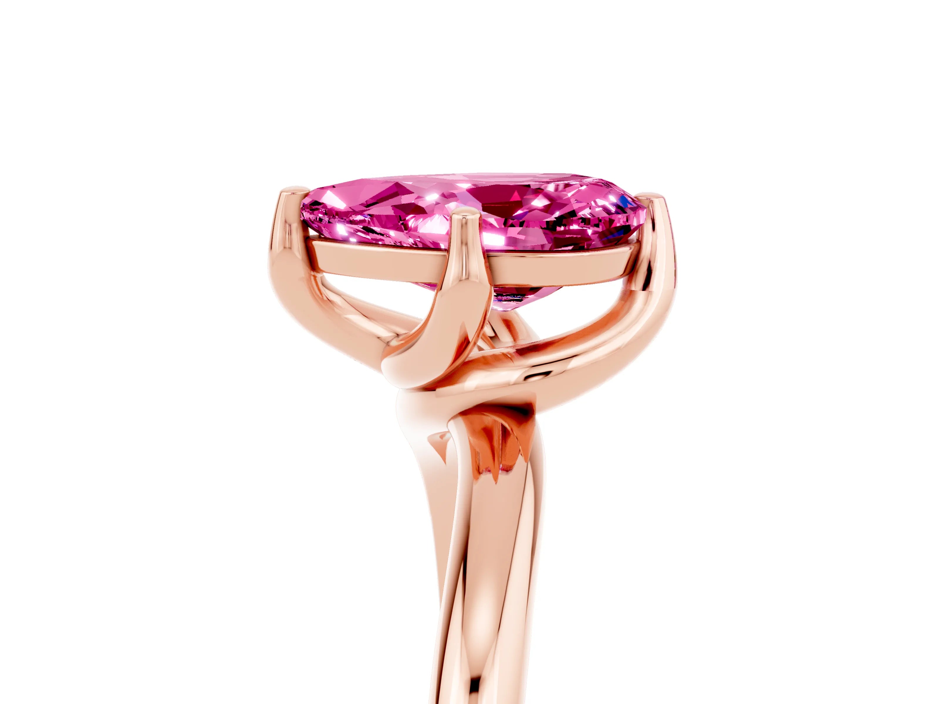 Rose gold Pear Cut Pink Sapphire Solitaire Engagement Ring with Four-Prong Setting and Classic Band_17