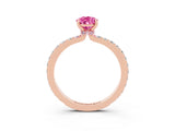 Rose gold Pear Cut Pink Sapphire Solitaire Engagement Ring with Pavé Band and Four-Prong Setting_27