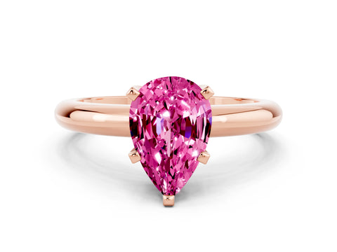 Rose gold Pear Cut Pink Sapphire Solitaire Engagement Ring with Round Band and Four-Prong Setting_24