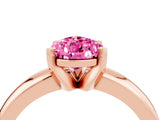 Rose gold Pear Cut Pink Sapphire Solitaire Engagement Ring with Round Band and Four-Prong Setting_28