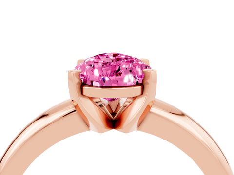 Rose gold Pear Cut Pink Sapphire Solitaire Engagement Ring with Round Band and Four-Prong Setting_28