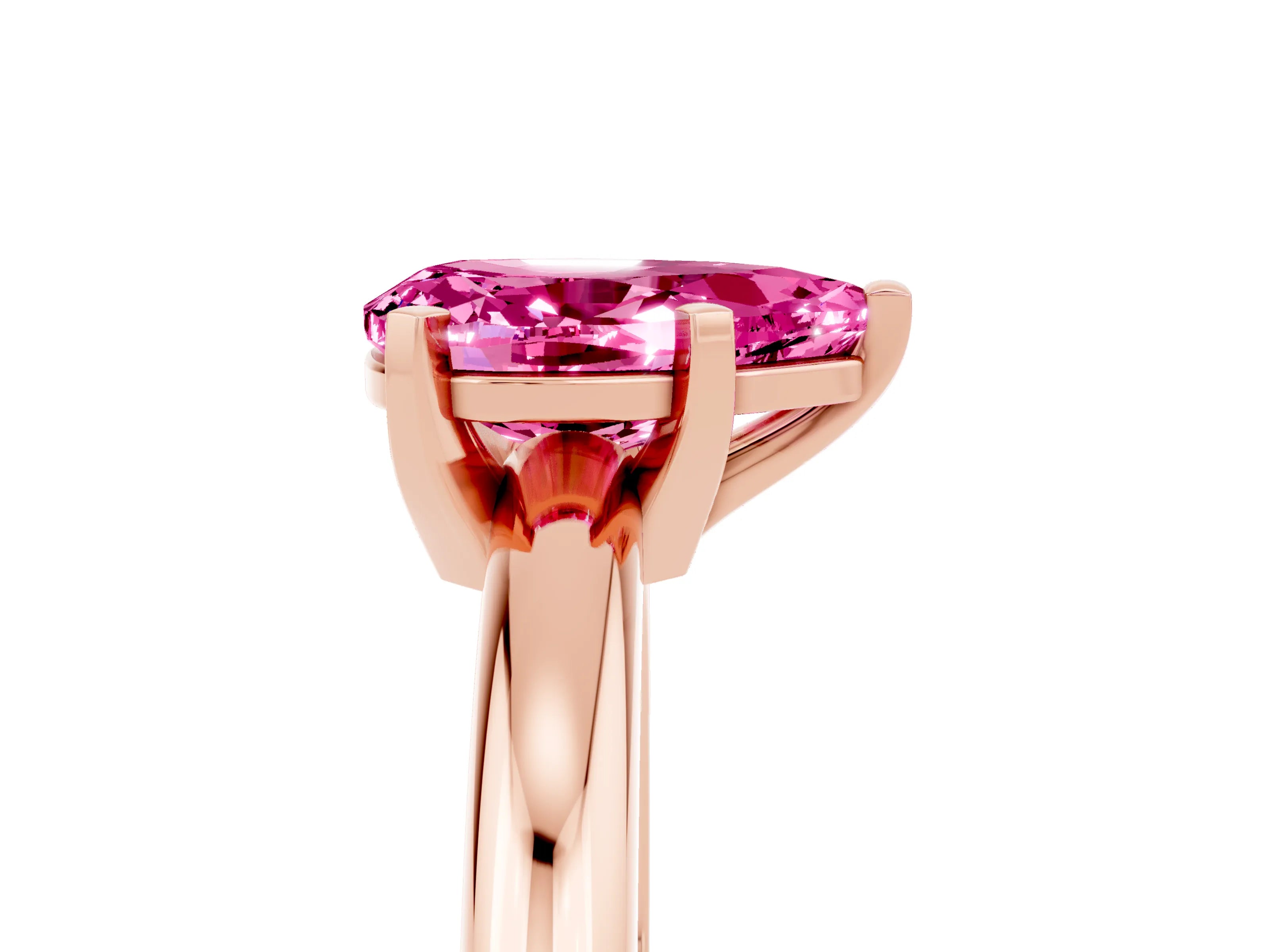 Rose gold Pear Cut Pink Sapphire Solitaire Engagement Ring with Round Band and Four-Prong Setting_29