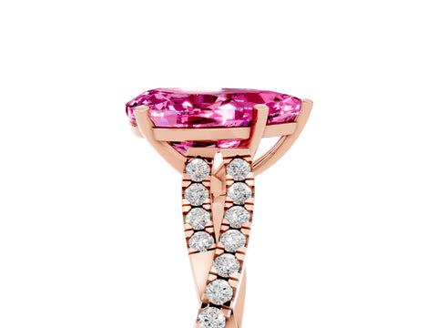 Rose gold Pear Cut Pink Sapphire Solitaire Engagement Ring with Twisted Pavé Band and Four-Prong Setting_17