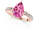 Rose gold Pear Cut Pink Sapphire Solitaire Pavé Band with Four-Prong Setting_25