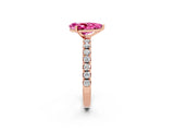 Rose gold Pear Cut Pink Sapphire Solitaire Pavé Band with Four-Prong Setting_26