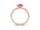 Rose gold Pear Cut Pink Sapphire Solitaire Pavé Band with Four-Prong Setting_27