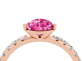 Rose gold Pear Cut Pink Sapphire Solitaire Pavé Band with Four-Prong Setting_28