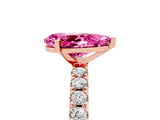Rose gold Pear Cut Pink Sapphire Solitaire Pavé Band with Four-Prong Setting_29